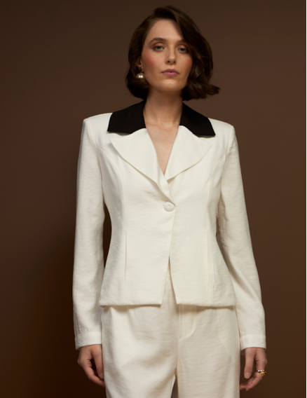 Blazer Acinturado Bicolor