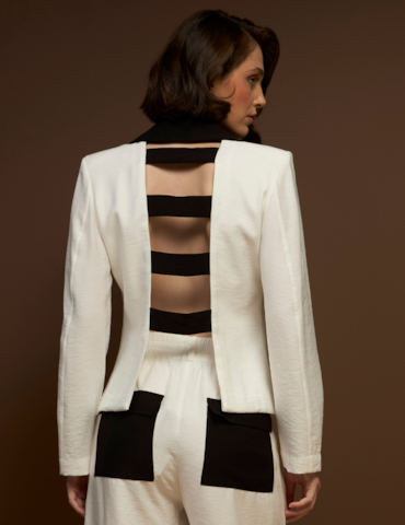 Blazer Acinturado Bicolor