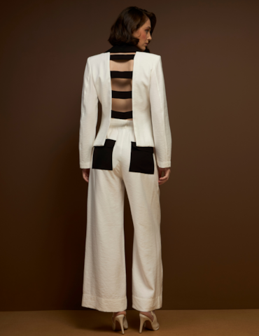 Blazer Acinturado Bicolor