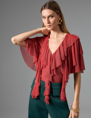 Blusa em Tule com Babados