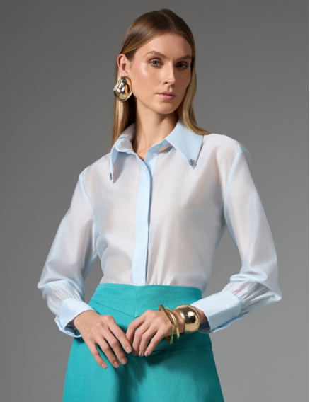 Camisa Alongada com Detalhe em Strass Camisa Alongada com Detalhe em Strass
