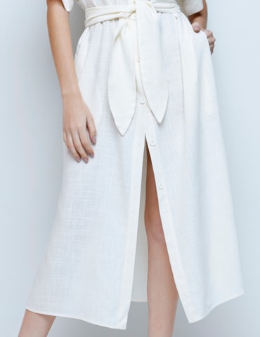 Chemise Midi com Detalhe em Crochê