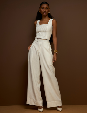 Top Cropped Bicolor Pespontado
