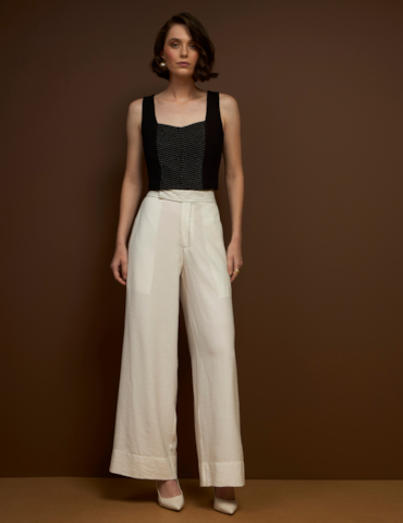 Top Cropped Bicolor Pespontado