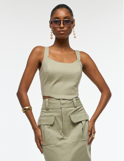 Top Cropped Estruturado com Alças