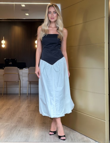 Vestido Bicolor Balonê