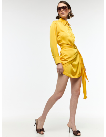 Vestido Curto em Cetim com Amarração