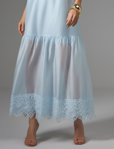 Vestido Longo Amplo com Renda