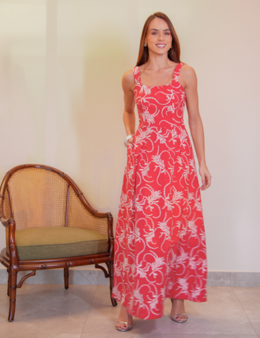 Vestido Longo Evasê Bordado