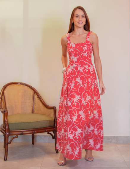 Vestido Longo Evasê Bordado