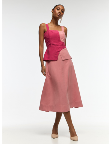 Vestido Midi Bicolor