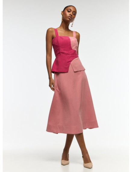 Vestido Midi Bicolor
