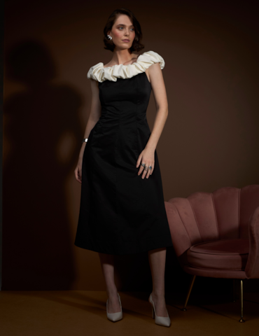 Vestido Midi Bicolor Estruturado