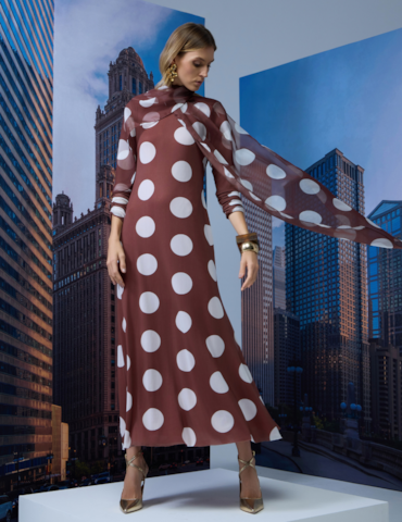 Vestido Midi com Estampa de Poás