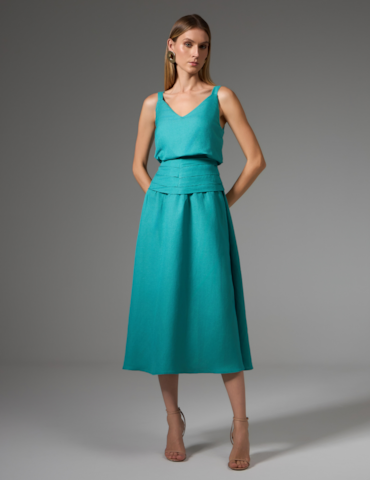 Vestido Midi com Pregas