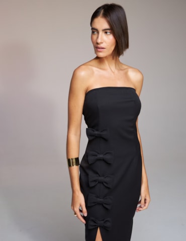 Vestido Midi Justo com Laços