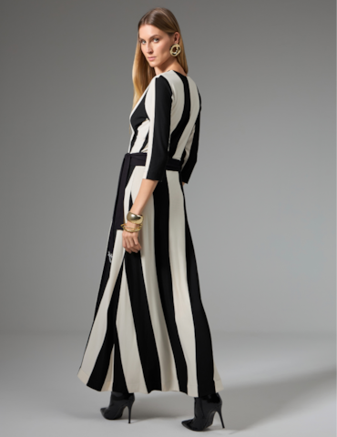 Vestido Midi Transpassado Listrado