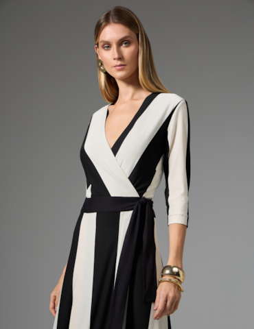 Vestido Midi Transpassado Listrado
